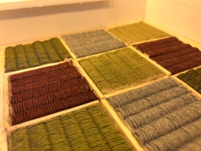 Tatami made out of colored twine coiled around the balsa wood to create a "weaved" look Tatami